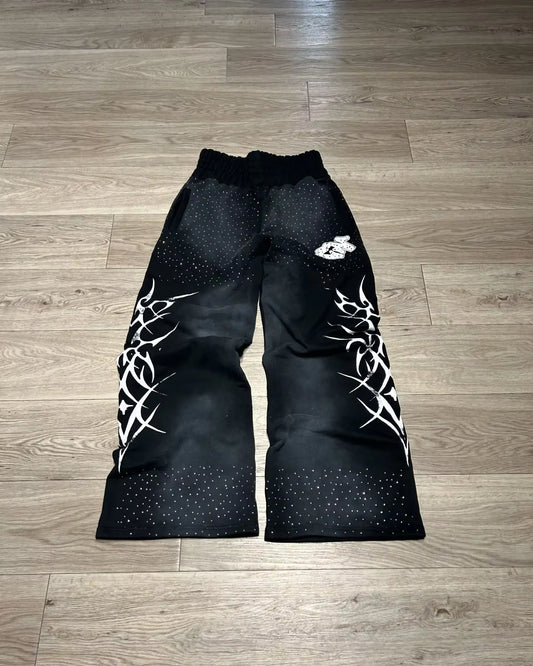 Y2K Gothic Hip Hop Casual Pants Jogger Harajuku Loose Elastic Waist Cotton Straight Trousers Men Women Gym Sweatpants Streetwear