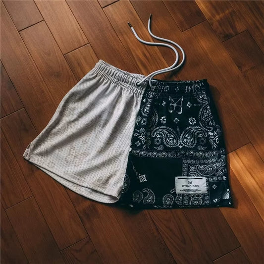 RYOKO RAIN New Summer Men'S Shorts Men and Women'S Fashion Beach Seaside Casual Shorts Mesh Sports Quick-Drying Quarter Pants