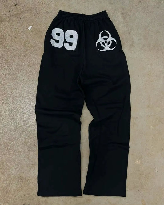 Y2K 99 Black Hip Hop Pants Mens Harajuku Loose Casual Sweatpants New in 2025 Elastic Waist Drawstring Letter Jogging Pants